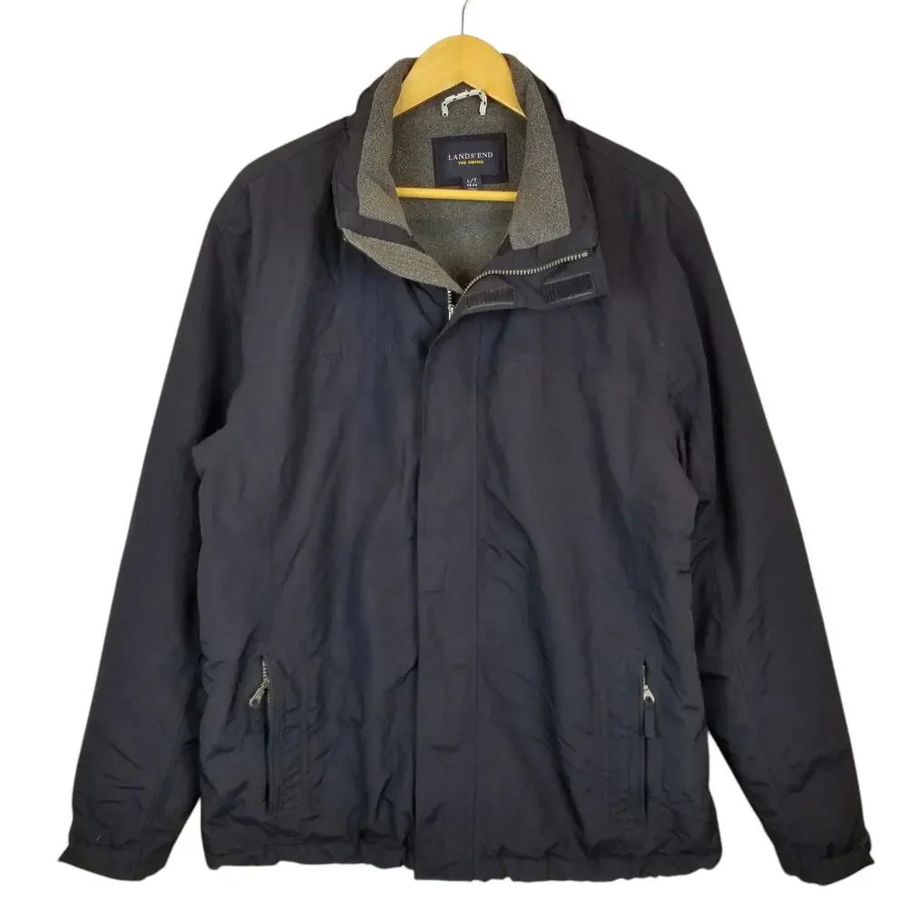Lands' End Men's The Squall Navy Blue Zip Front Jacket Size L /  T Large Tall
